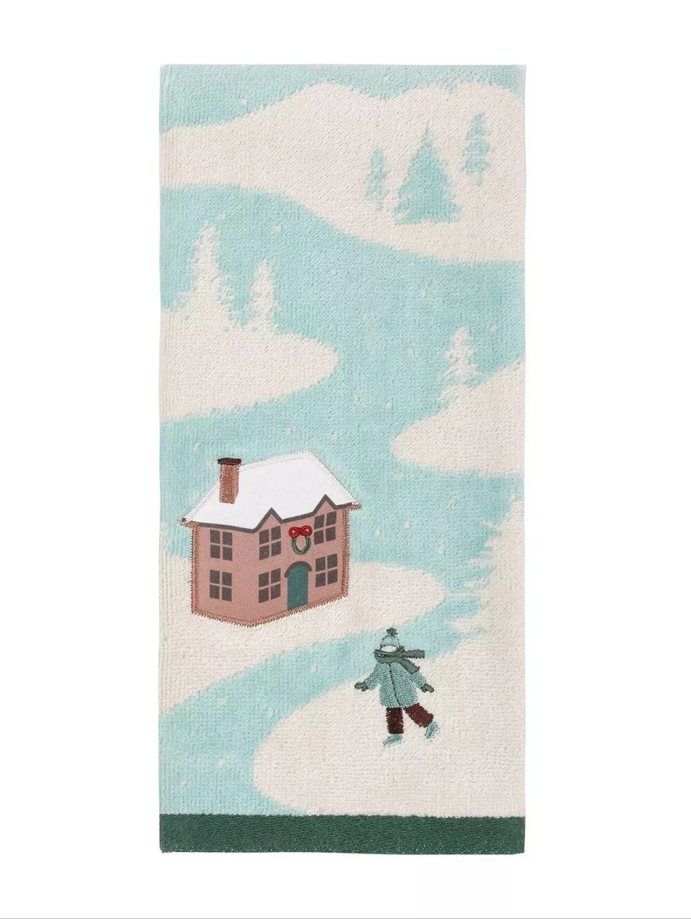 NWT One Christmas Hand Towel 100% Cotton Ice Skating Trees Snow Winter ⛸️❄️🌲